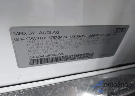 2015 Audi A8 3.0T z USA, uszkodzony, nr VIN WAUJGAFD8FN020005